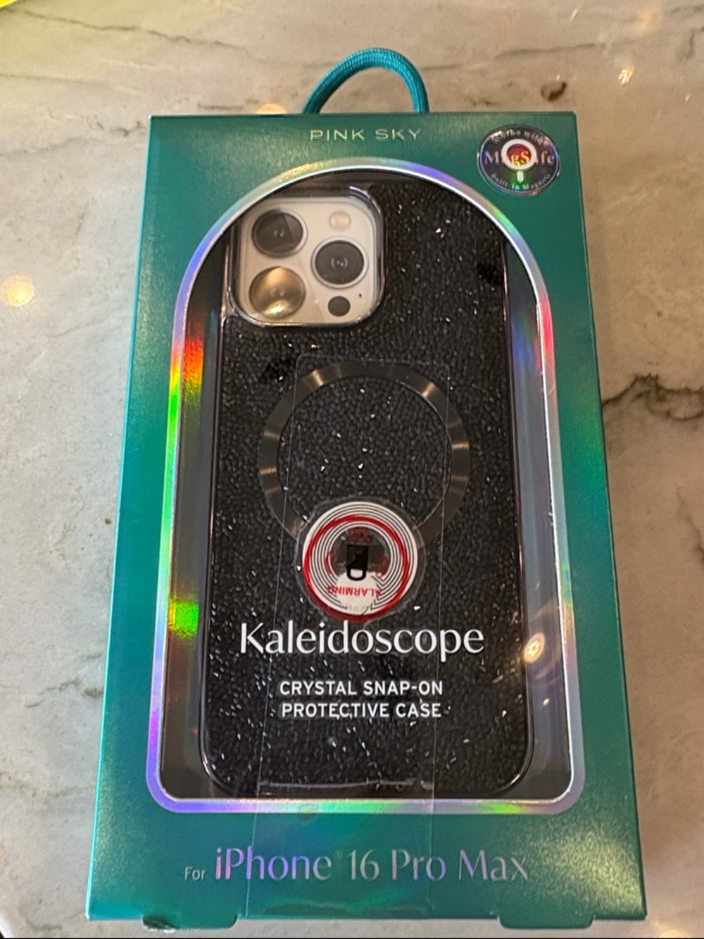 Pink Sky Kaleidoscope Black Crystal Phone case for iPhone 16 Pro Max